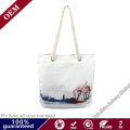 Customized Printing Promotional Long Handle Tote Shopper Calico Cotton Canvas Shopping Bag